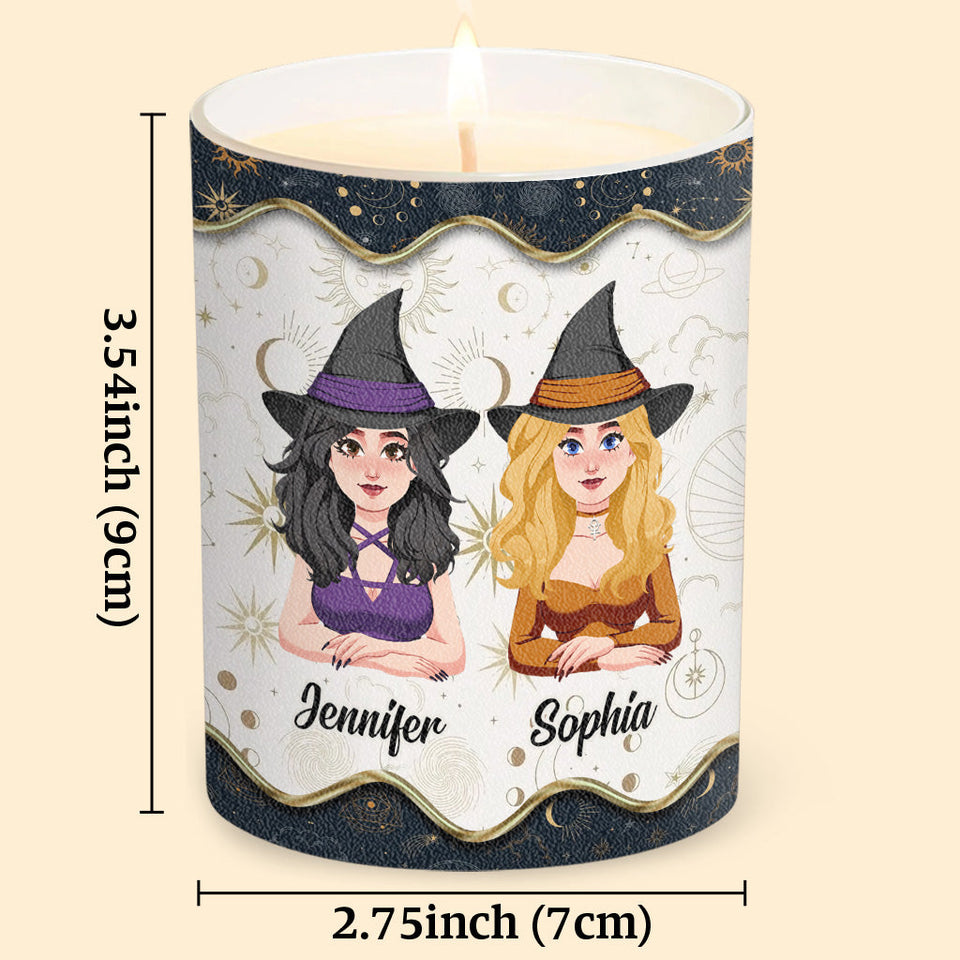 We're Not Sugar And Spice - Personalized Witch Candle With Wooden Lid
