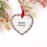 Besties Forever - Gift for friend - Personalized Ceramic Heart Ornament
