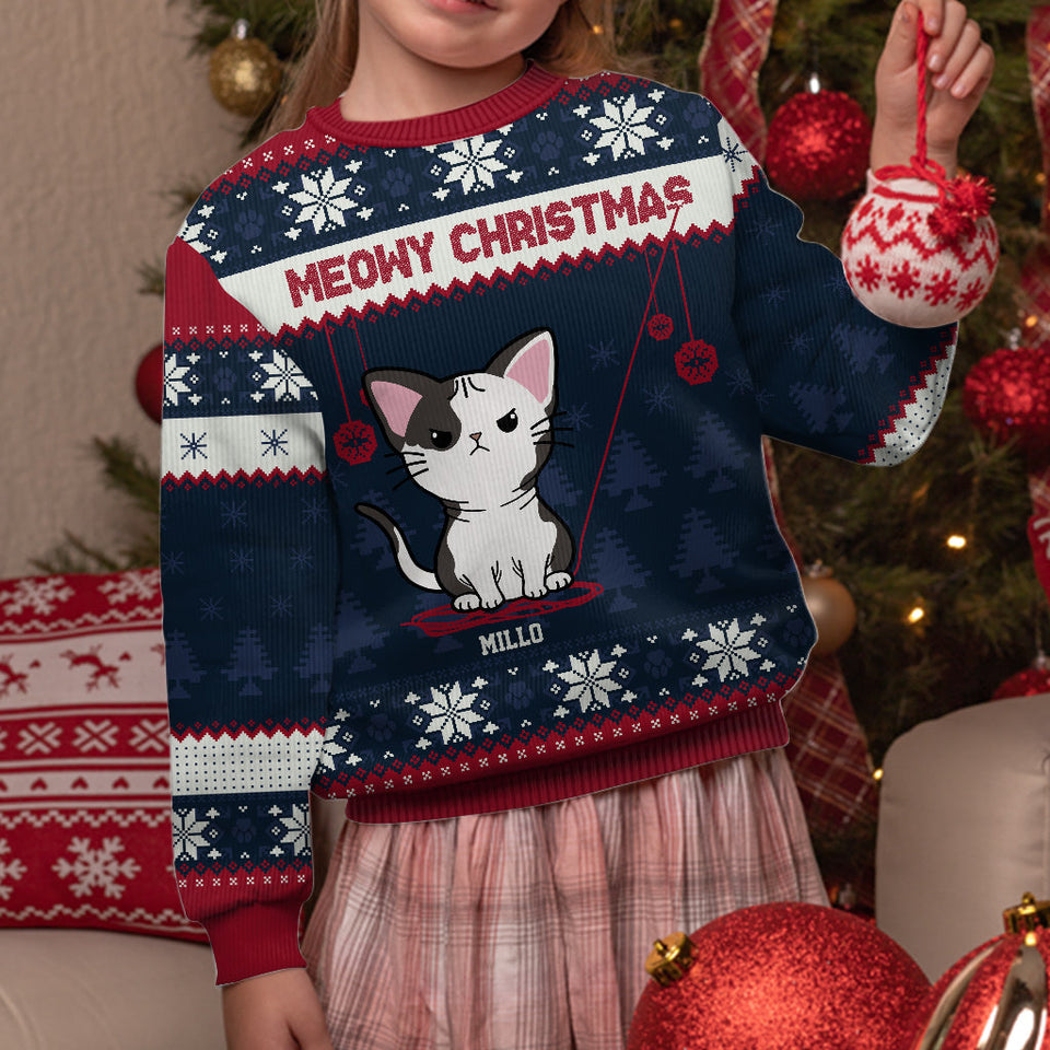 Merry Christmas - Personalized Cat Ugly Sweater