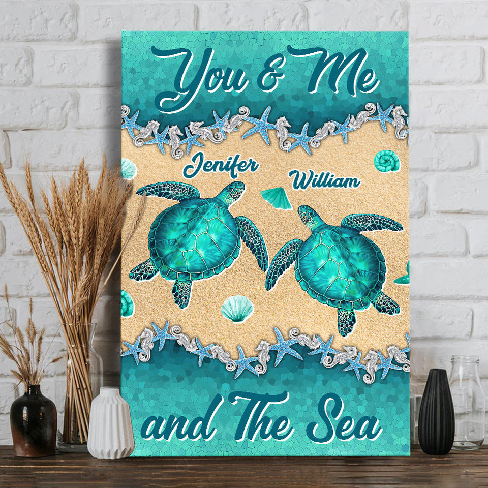 Salty Lil' Beach - Personalized Turtle Canvas And Poster