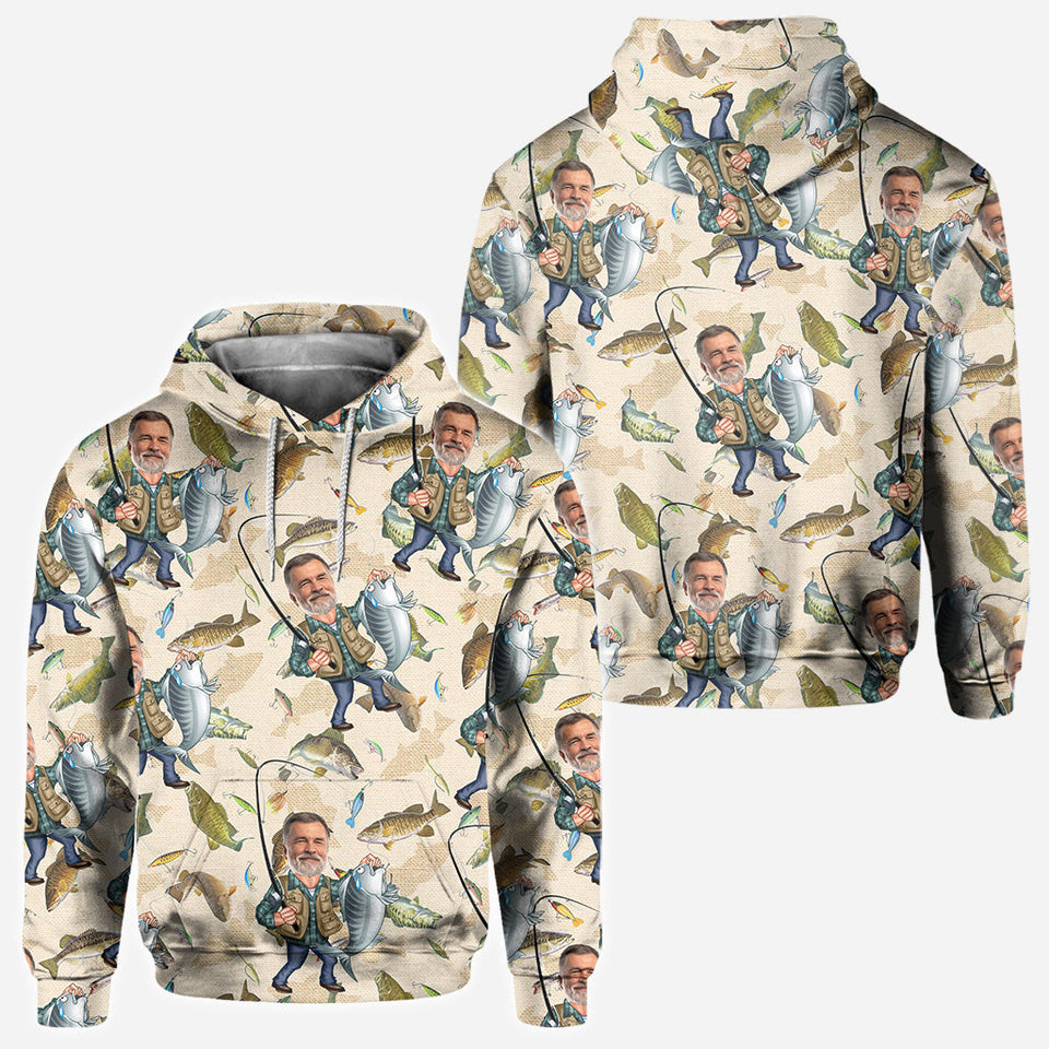 Photo Inserted Funny Fishing - Personalized Fishing All Over Shirt
