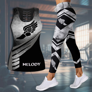 I Won't Quit Until I'm Fit - Personalized Running Hollow Tank Top and Leggings