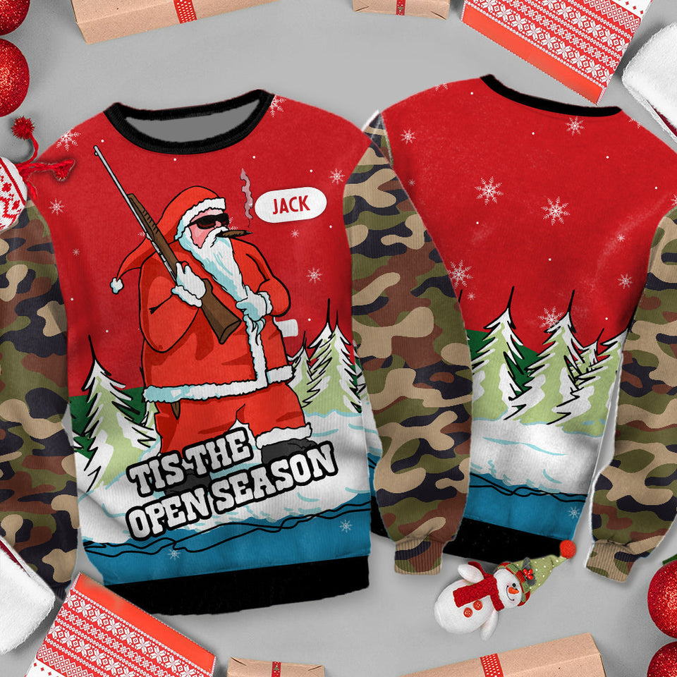 All I Want For Christmas Is More Time To Hunt - Personalized Hunting Ugly Sweater