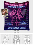 Congrats On Being My Partner In Crime - Gift for friend - Personalized Blanket