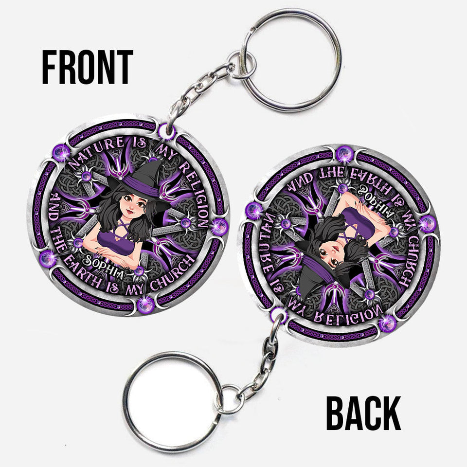 Nature Is My Religion - Personalized Witch Keychain