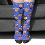 Custom Face Party Pattern - Personalized Step Dad Socks