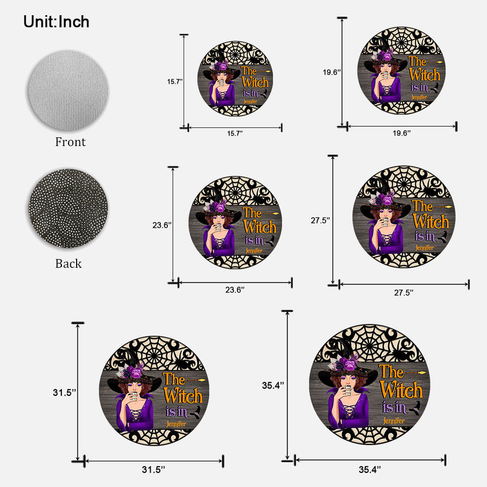 The Witch Is In - Personalized Witch Shaped Doormat