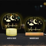 Moon and Star Nightlight - Personalized Kid Shaped Plaque Light Base