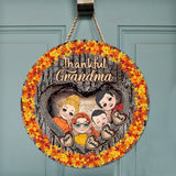 Thankful Grandma - Gift for grandma - Personalized Round Wood Sign