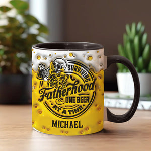 Surviving Fatherhood - Personalized Father Accent Mug