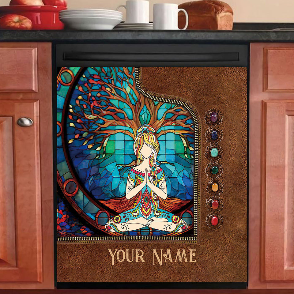 Namaste Green - Personalized Yoga Dishwasher Cover