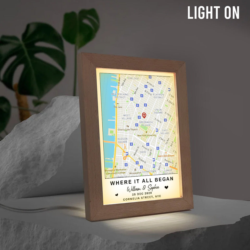 Where It All Began - Personalized Couple Light Photo Frame