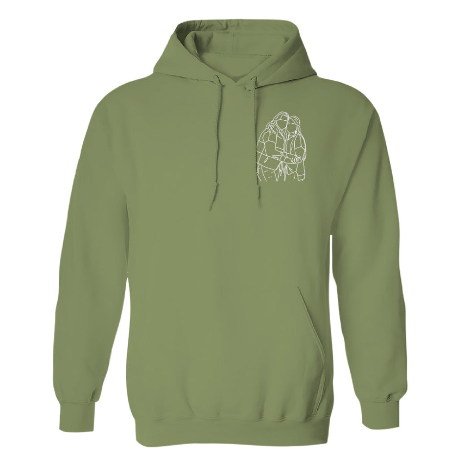 Custom Line Art - Personalized Sibling Embroidered Hoodie