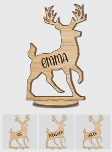Reindeer Family - Personalized Family Freestanding Wood Plaque