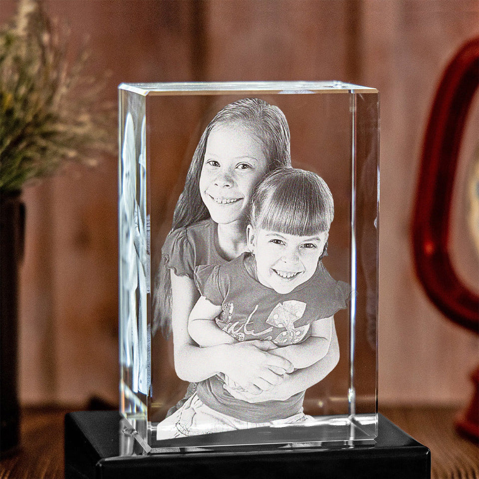 We Have Each Others - Sibling gift for step brother, sister - Personalized Laser Engraving 3D Cuboid Shaped Crystal Lamp