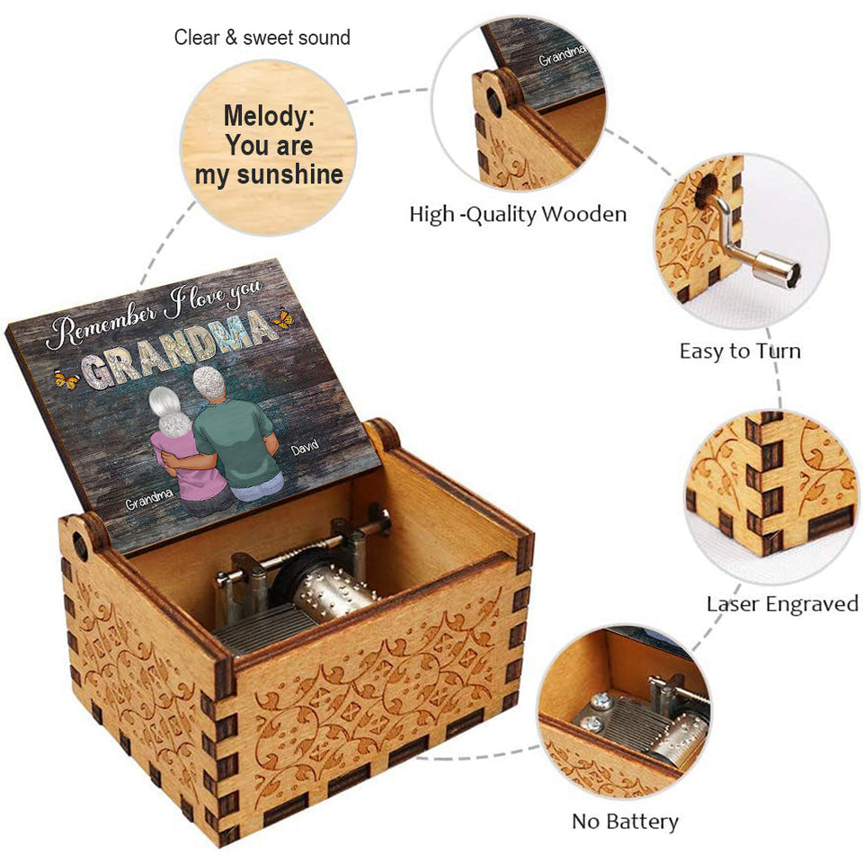 Remember We Love You - Gift for mom, grandma, aunt - Personalized Hand Crank Music Box