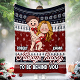 Always Happy To Be Behind You - Personalized Couple Blanket