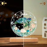 Love Turtle - Personalized Turtle Shaped Plaque Light Base
