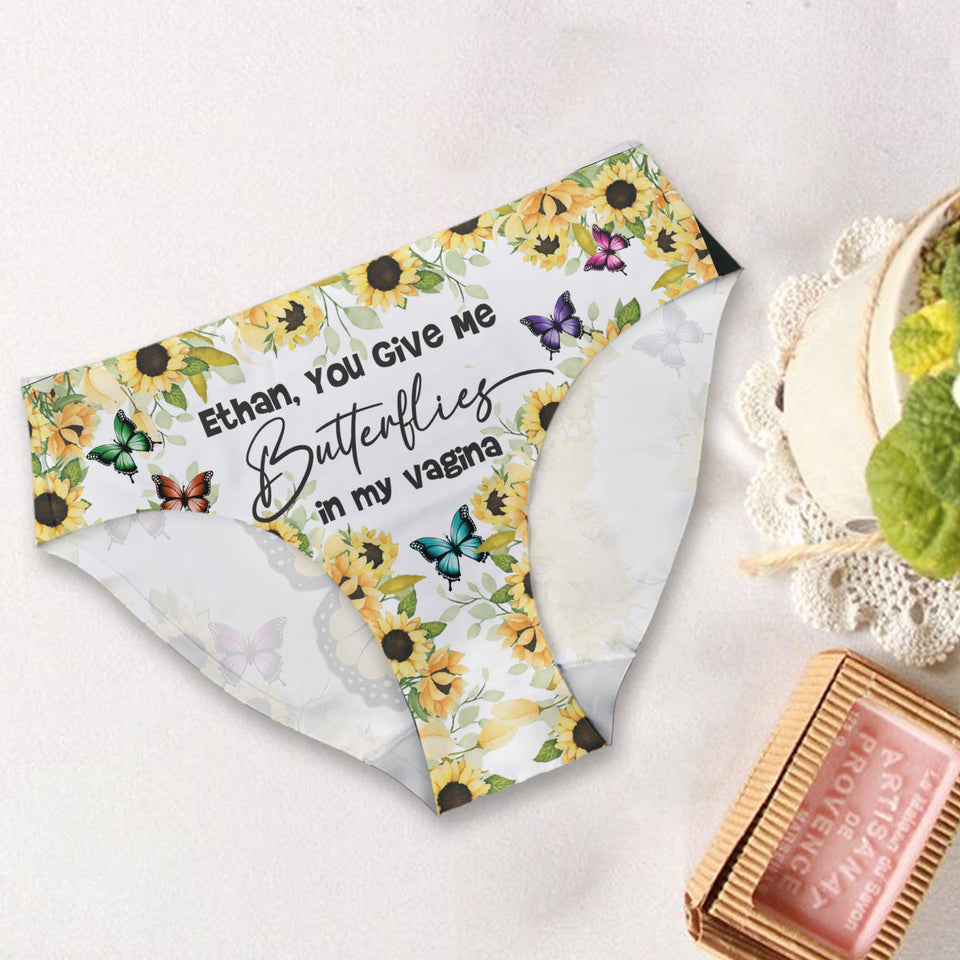 You Give Me Butterflies In My Vagina - Personalized Couple Women Briefs
