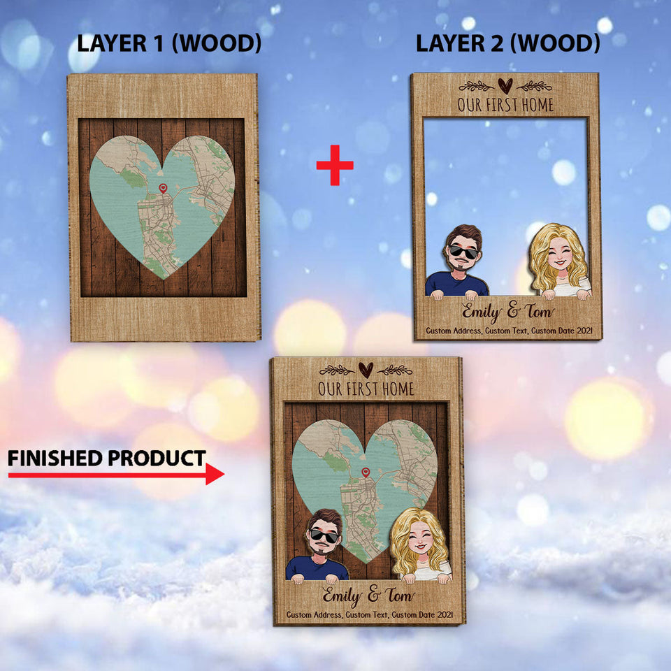 Our First Home - Personalized Housewarming 2 Layered Wood Sign / Wood Plaque