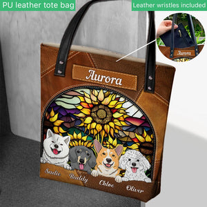 You Are My Sunshine Sunflower Stained Glass - Personalized Dog Tote Bag