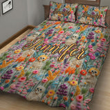 Floral Skeleton - Personalized Skull Quilt Set
