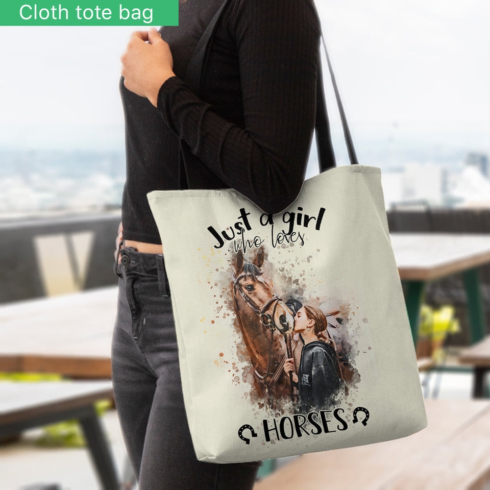 Just A Girl Who Loves Horses - Personalized Horse Tote Bag
