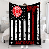 Proud Firefighter - Firefighter gift for him, dad, husband, son - Personalized Blanket