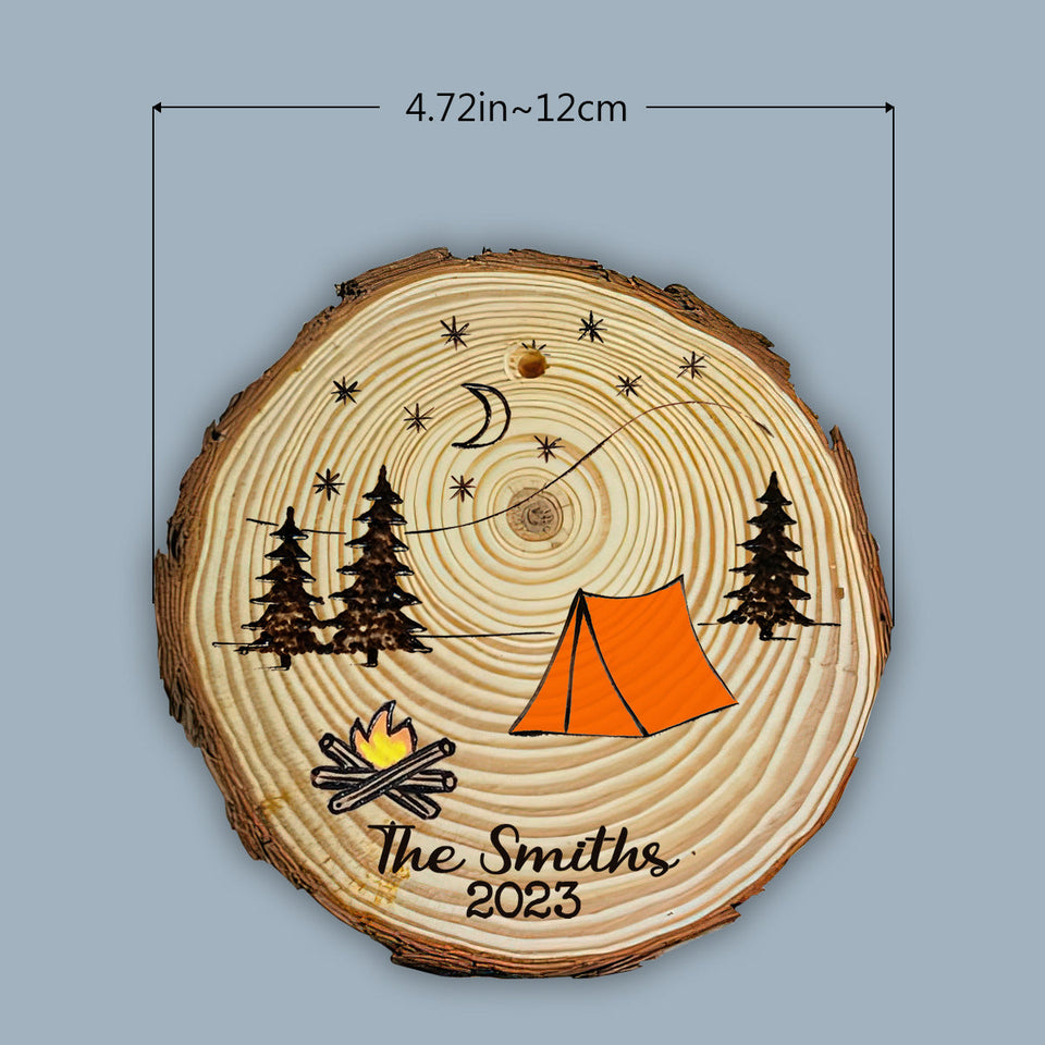 Making Memories One Campsite At A Time - Personalized Camping Slice Wood Ornament