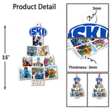 Merry Christmas - Personalized Skiing Transparent Ornament