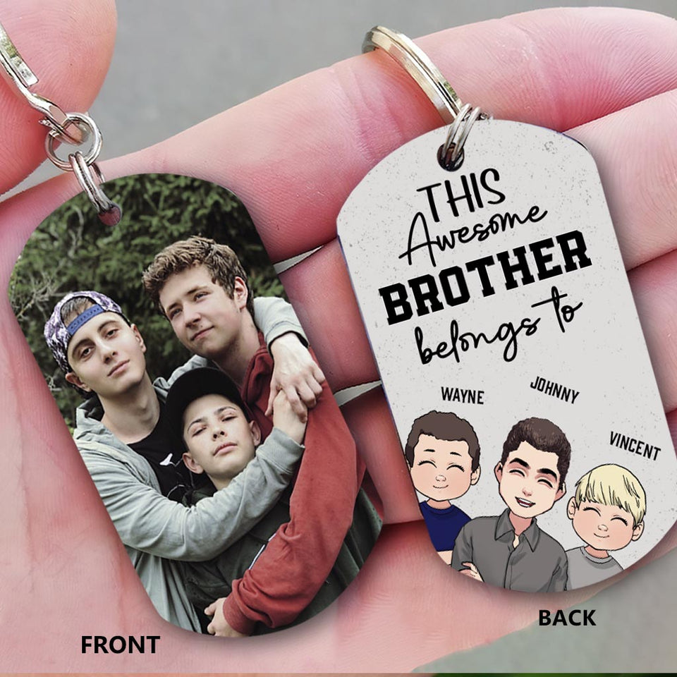 This Awesome Dad Belongs - Gift for dad, uncle, brother, grandpa - Personalized Stainless Steel Keychain