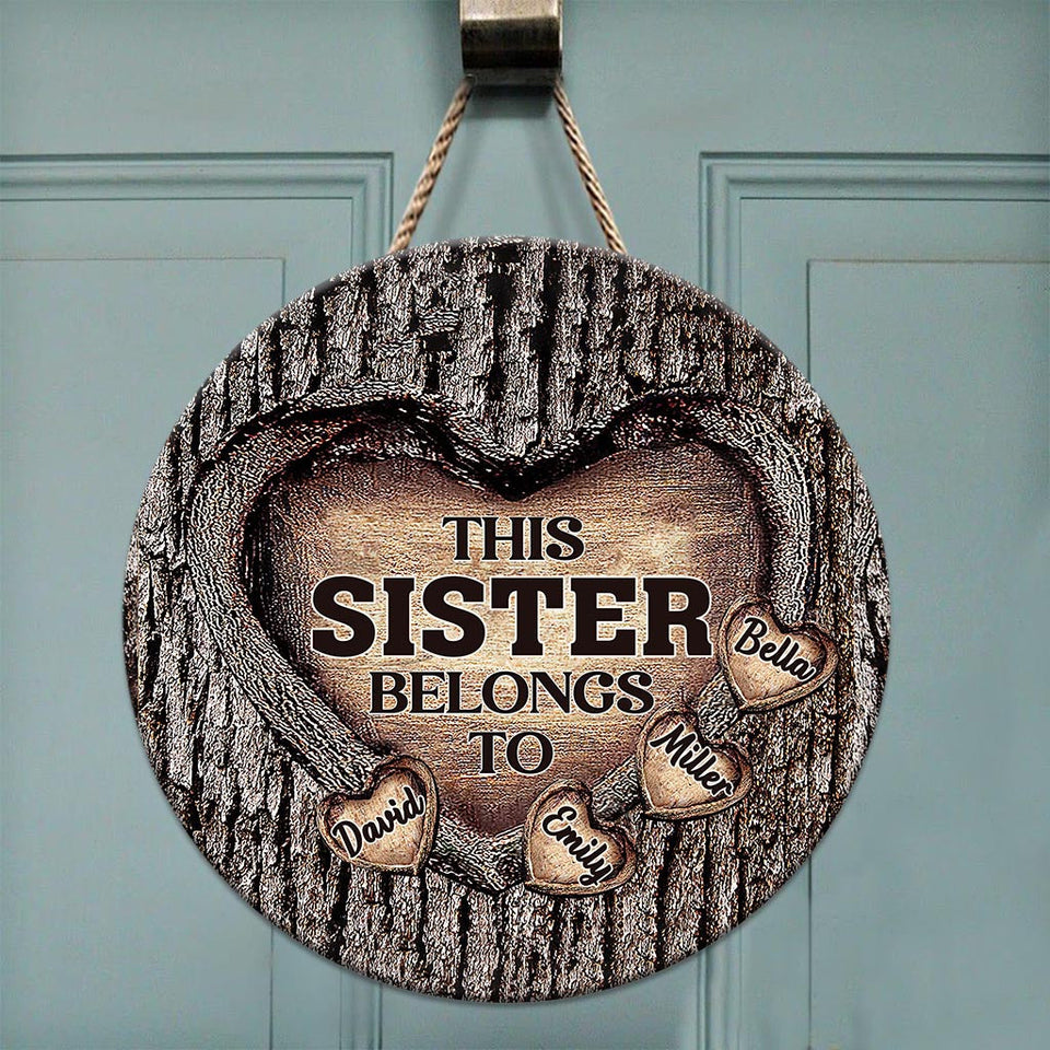 Dad's Heart - Gift for dad, grandma, grandpa, mom, uncle, aunt, brother, sister - Personalized Round Wood Sign