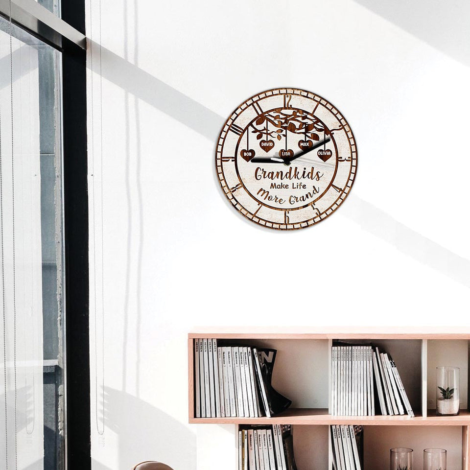 Grandkids Make Life More Grand - Personalized Grandma Wall Clock