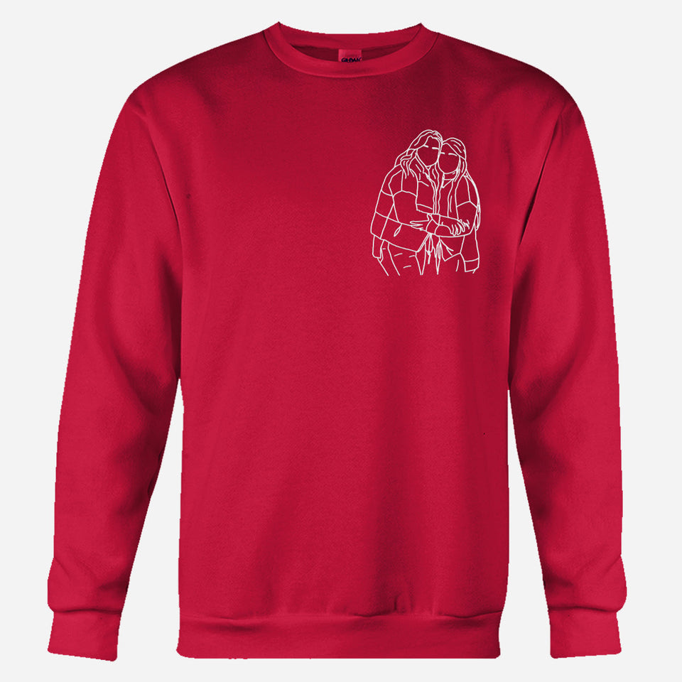 Custom Line Art - Personalized Sibling Embroidered Sweater