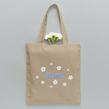 Custom Name With Flower - Personalized Mother Embroidered Tote Bag