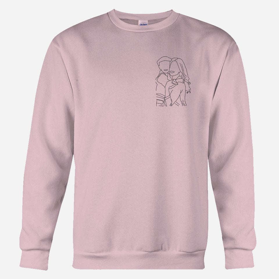 Custom Line Art - Personalized Aunt Embroidered Sweater