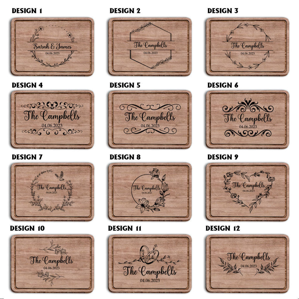 Cutting Board For Wedding Gift With Engraved Design - Personalized wedding Cutting Board