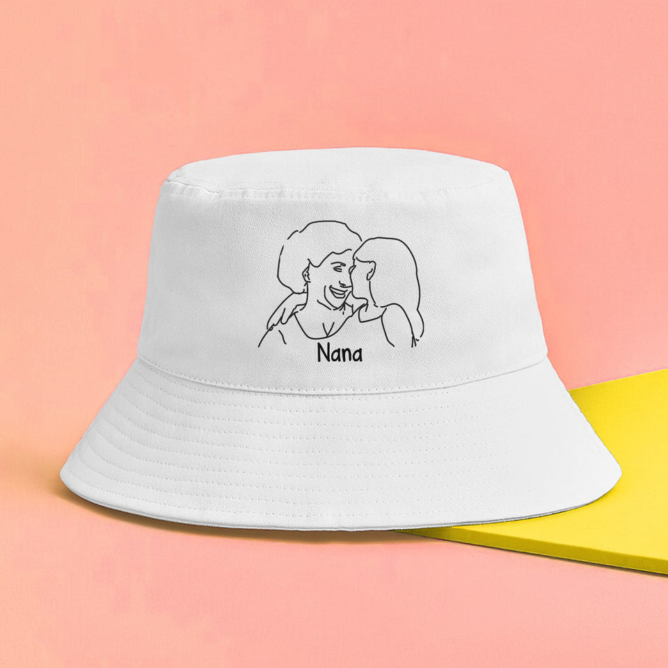 Custom Photo - Personalized Grandma Embroidered Bucket Hat