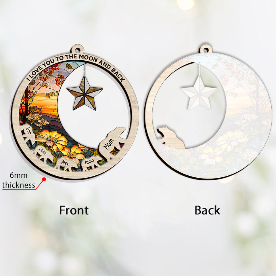 I Love You To The Moon And Back - Gift for mom - Personalized Layers Mix Ornament