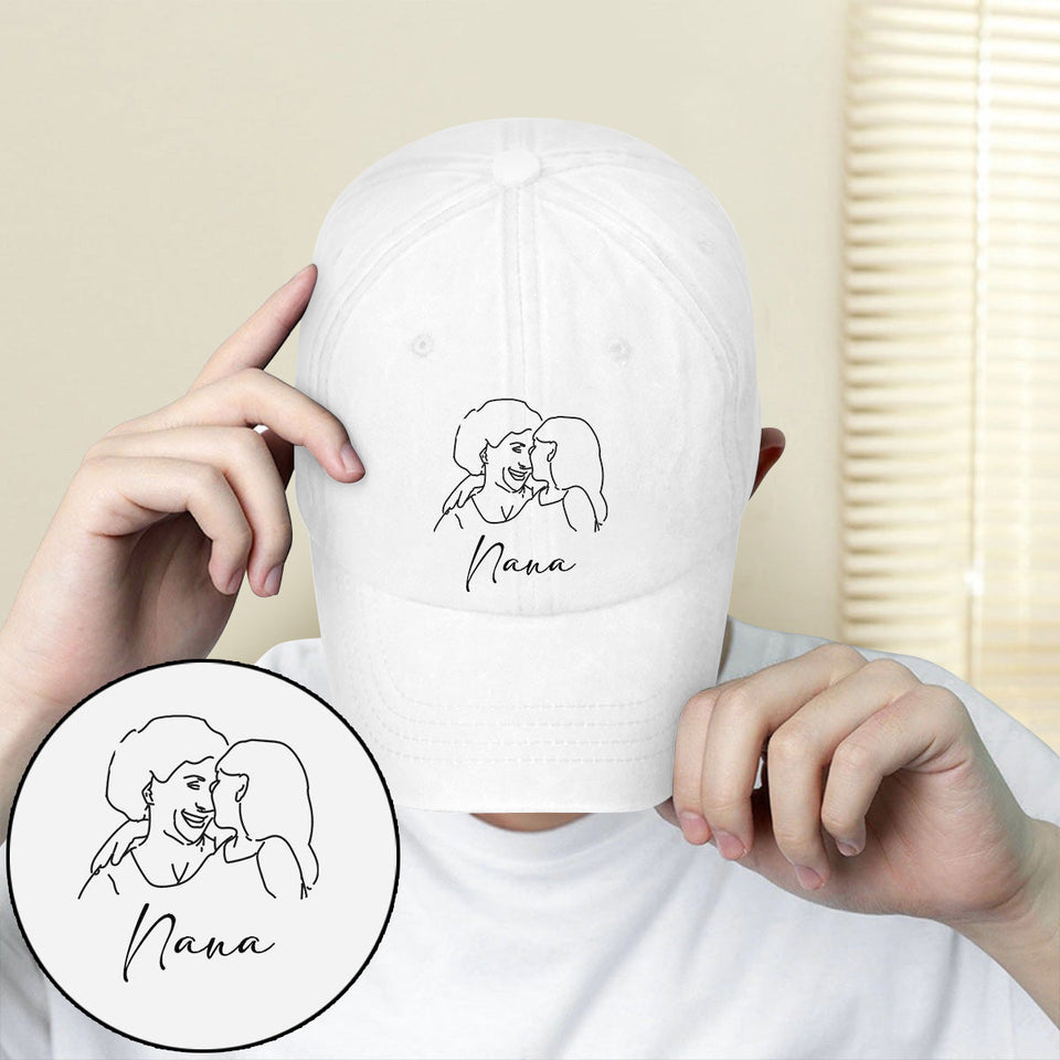 Custom Photo - Personalized Grandma Embroidered Classic Cap