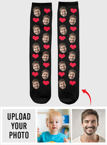 Custom Face Heart Pattern - Personalized Uncle Socks