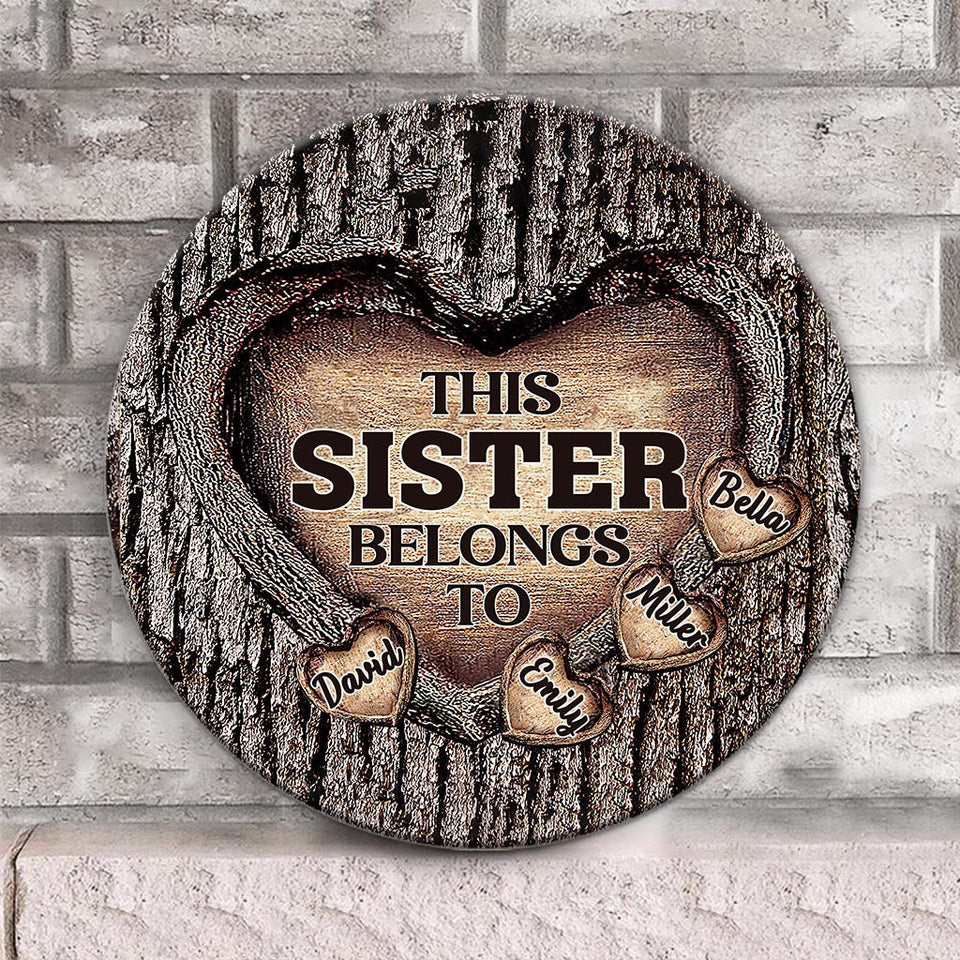 Dad's Heart - Gift for dad, grandma, grandpa, mom, uncle, aunt, brother, sister - Personalized Round Wood Sign