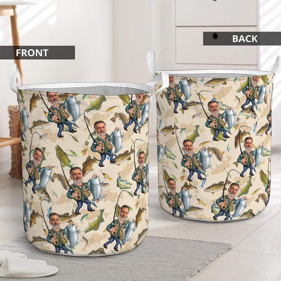 Photo Inserted Funny Fishing - Personalized Fishing Storage Basket