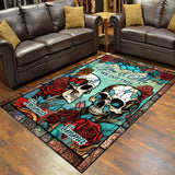 Skull Couple - Skull gift for husband, wife, boyfriend, girlfriend - Personalized Rug
