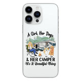 A Girl Her Dog And Her Camper - Camping gift for dog lover - Personalized Clear Phone Case
