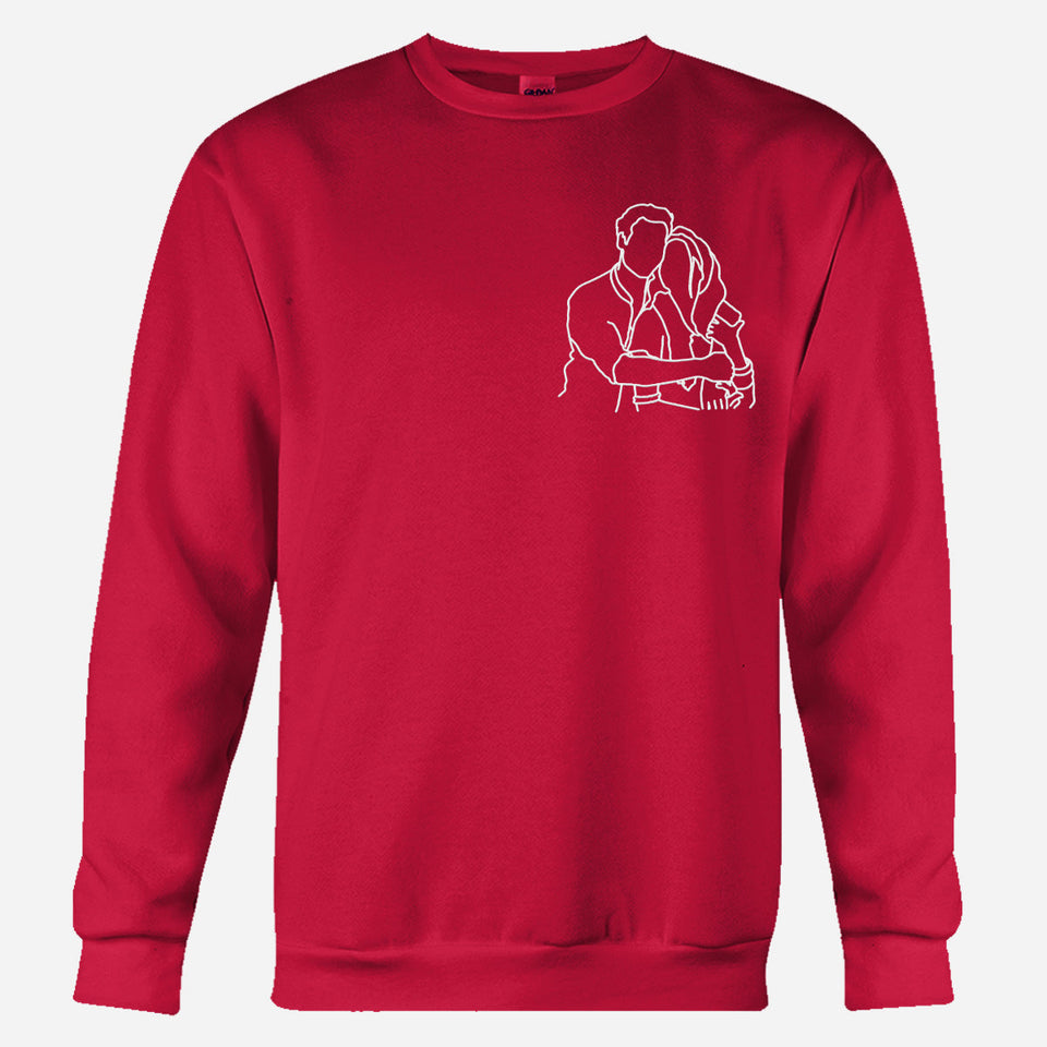 Custom Line Art - Personalized Couple Embroidered Sweater