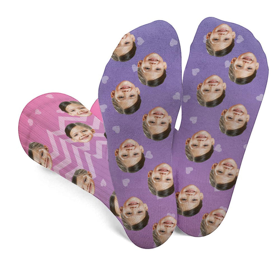 Custom Face Purple Pattern - Personalized Daughter Socks