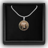 Deer O'Clock - Hunting Round Pendant Necklace