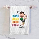 Swing Swear Drink Repeat - Personalized Golf Towel