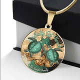 Salty Lil' Beach - Personalized Turtle Round Pendant Necklace